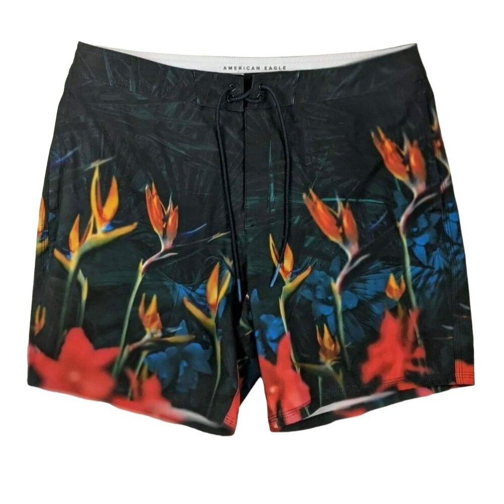 American Eagle Men's Tropical Floral Stretch Board Short Size L NWOT Beachy
